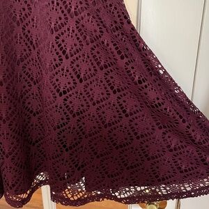 Like New Wine/Maroon Crochet Overlay Dress XS